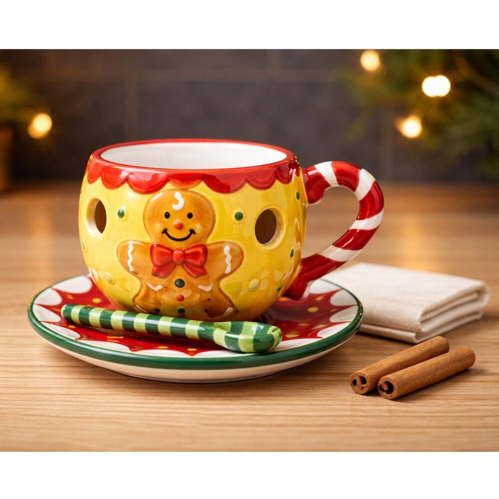 Gingerbread Cup/Spoon Candle Holder NWOT